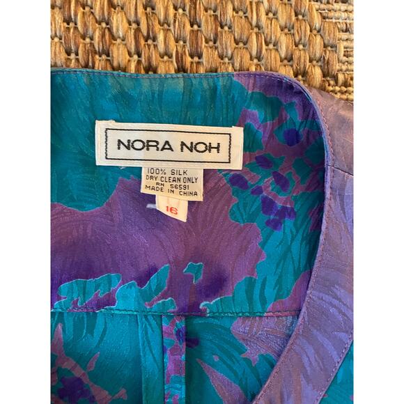 80's Vintage NORA NOH cropped silk Blazer floral abstract Size 16 - Picture 8 of 8